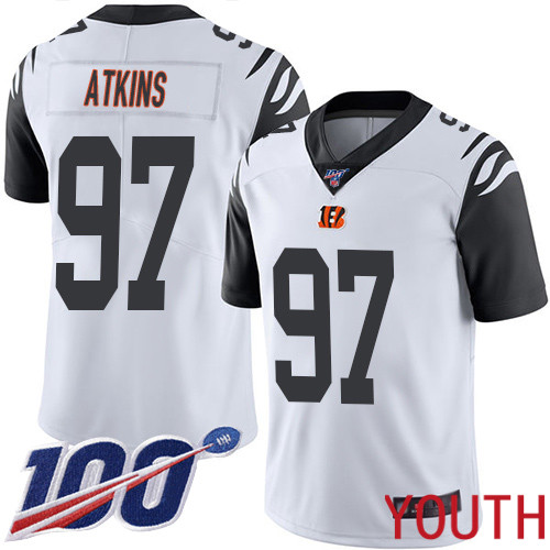 Cincinnati Bengals Limited White Youth Geno Atkins Jersey NFL Footballl 97 100th Season Rush Vapor Untouchable